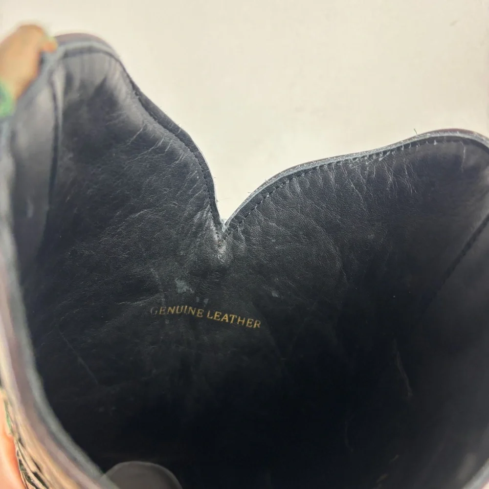 J.B. Dillon Green Bronze Metallic Glitter Cutout Cowboy Boots Sz 10C - Picture 9 of 13